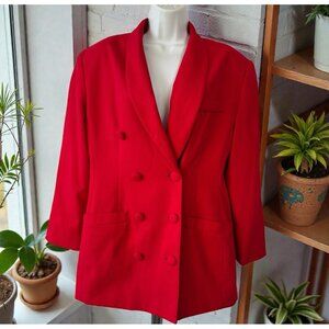 Vintage 80s Spiegel Womens Red Double Breasted Blazer Size 12 Petite